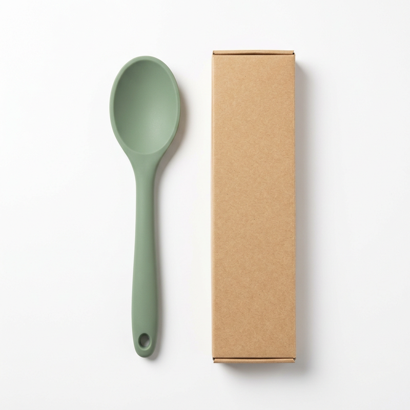 Sage Cooking Spoon with Oval Bowl and Hanging Handle