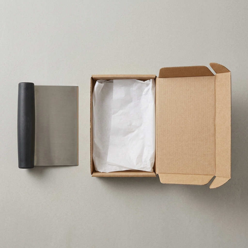 Bench Dough Scraper with Broad Blade and Charcoal Handle
