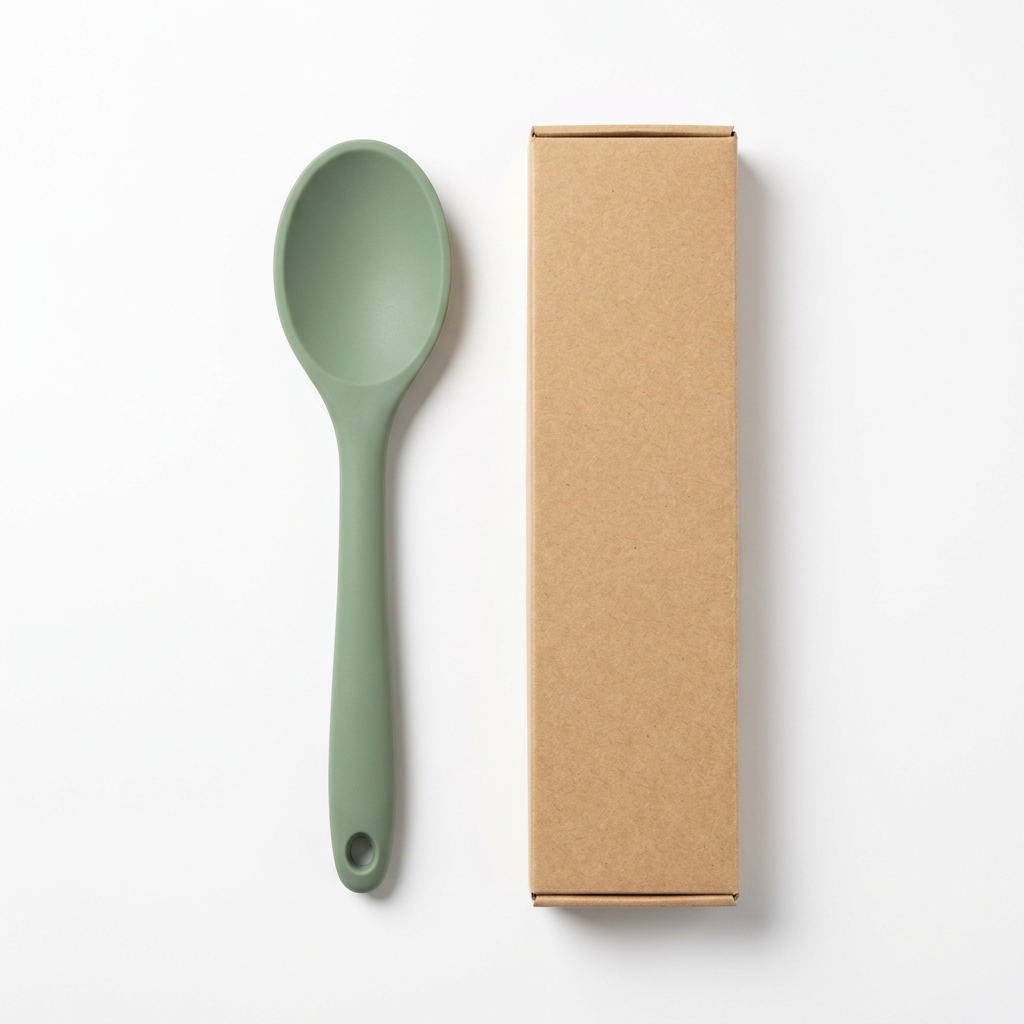 Sage Cooking Spoon with Oval Bowl and Hanging Handle