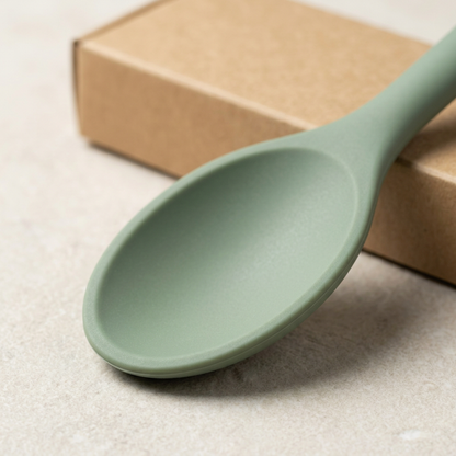 Sage Cooking Spoon with Oval Bowl and Hanging Handle