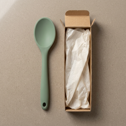 Sage Cooking Spoon with Oval Bowl and Hanging Handle