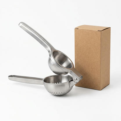 Manual Citrus Press with Hinged Cups and Long Handles