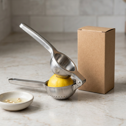 Manual Citrus Press with Hinged Cups and Long Handles