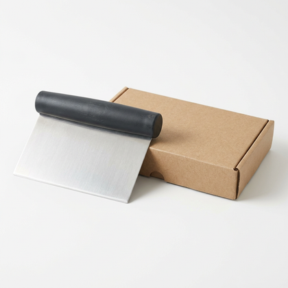Bench Dough Scraper with Broad Blade and Charcoal Handle