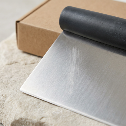 Bench Dough Scraper with Broad Blade and Charcoal Handle