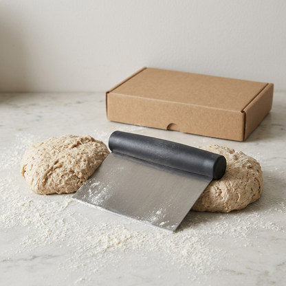 Bench Dough Scraper with Broad Blade and Charcoal Handle