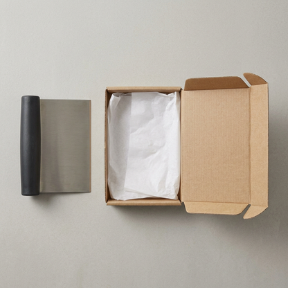 Bench Dough Scraper with Broad Blade and Charcoal Handle
