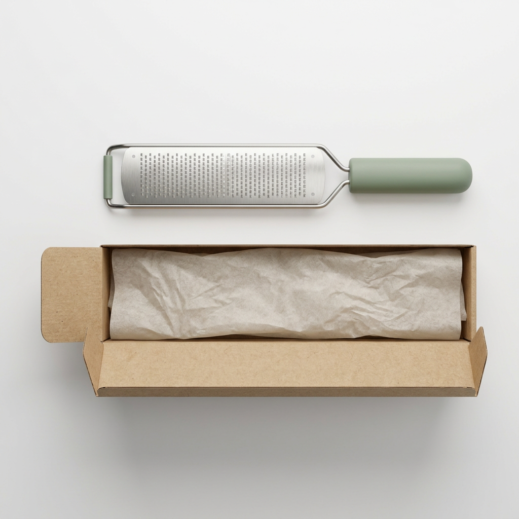 Fine Kitchen Grater with Sage Handle and Narrow Silver Surface